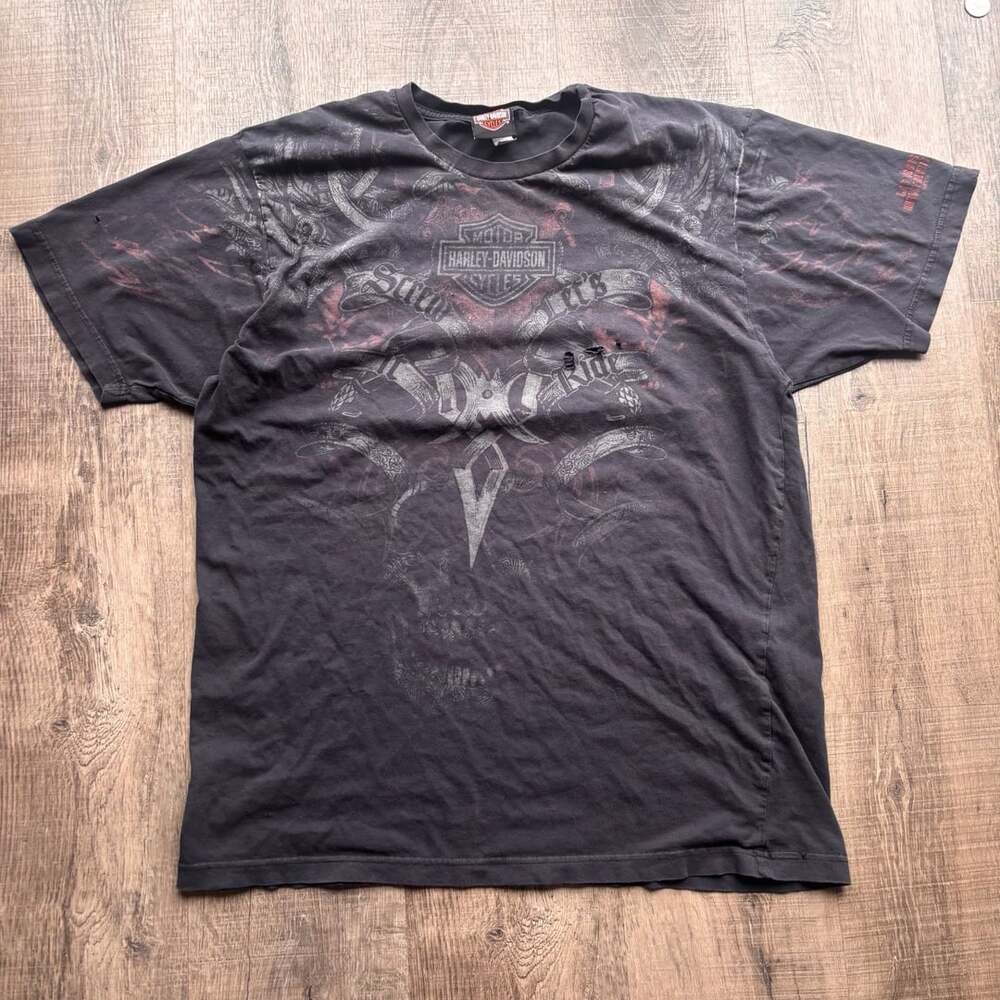 Harley-Davidson Screw It Lets Ride Skull T-Shirt Black Used-Good